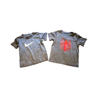 Nike Under Armour Marvel Spiderman Gray Short Sleeve Dry Fit Tees